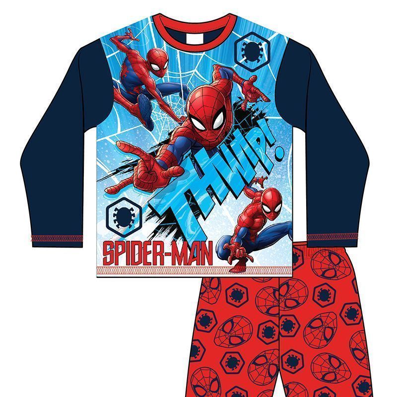 Boys Spiderman Pyjama Set Blue And Red - Age 9-10