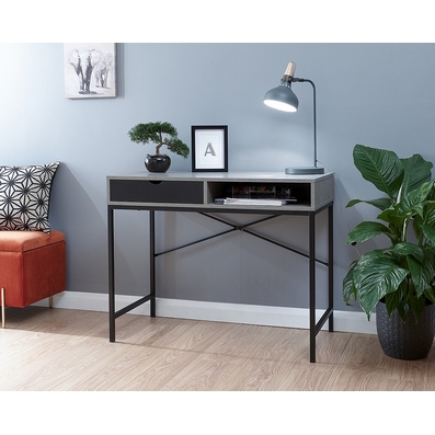 Product photograph of Telford Console Table Metal Wood Grey 1 Shelf 1 Drawer from QD stores