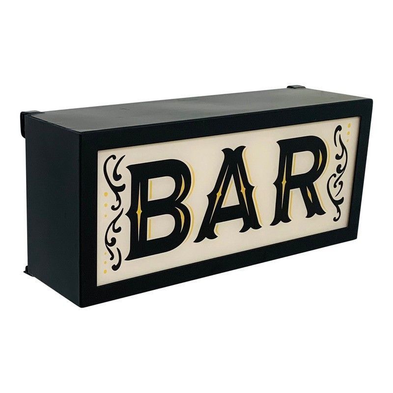 Bar Lightbox Metal White Wall Mounted Mains Powered - 37cm