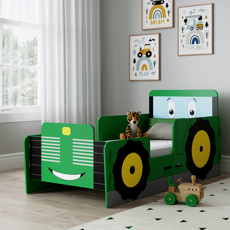 Tractor Junior Small Single Bed Green 3 x 5ft by Kidsaw