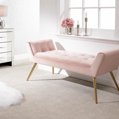 Product photograph of Turin Window Seat Metal Fabric Pink from QD stores