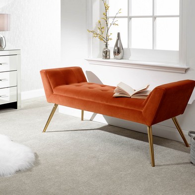 Product photograph of Turin Window Seat Metal Fabric Orange from QD stores