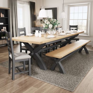 Product photograph of Lighthouse Extending Dining Table Oak Dark Grey 180cm from QD stores