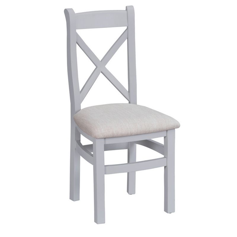 Lighthouse Cross Back Dining Chair Grey & Oak With Fabric Seat