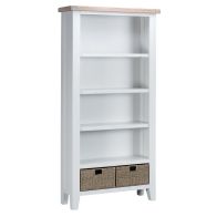 See more information about the Lighthouse Large Bookcase Oak & White 4 Shelf 2 Drawer