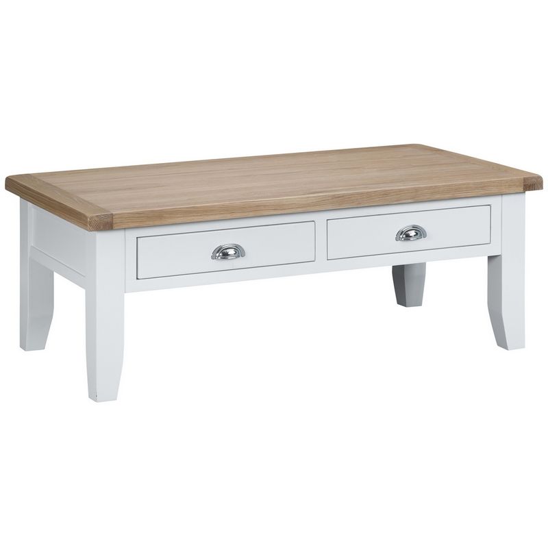 Lighthouse Large Coffee Table Oak & White 2 Drawer
