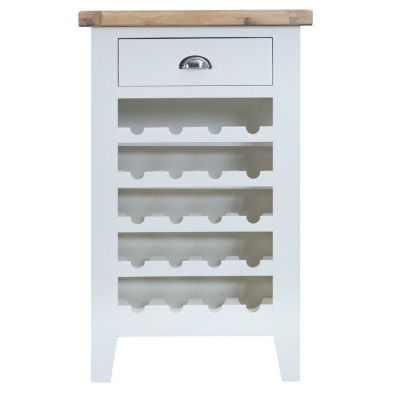 Product photograph of Lighthouse Tall Wine Rack Oak White 5 Shelves 1 Drawer from QD stores