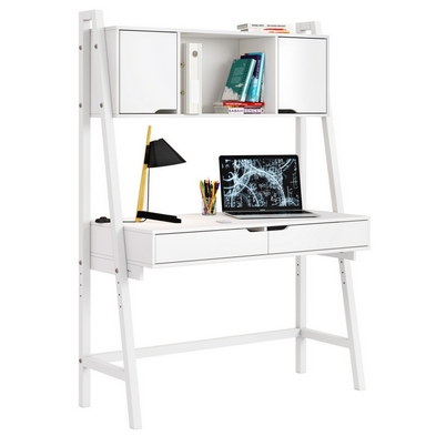 Product photograph of Kudl Desk Wood White 1 Shelf 2 Drawers - 180cm By Kidsaw from QD stores