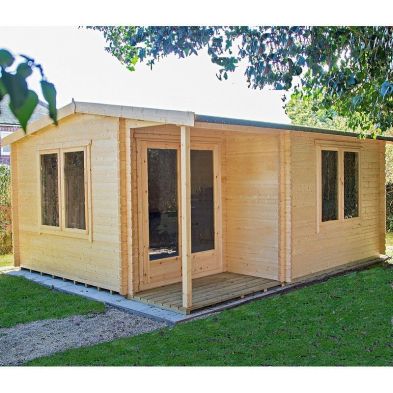 Product photograph of Shire Twyford 11 9 X 12 9 Reverse Apex Log Cabin - Premium 70mm Cladding Tongue Groove from QD stores