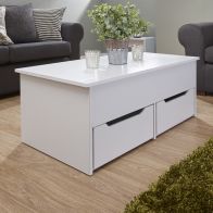 See more information about the Harper Lift Up Coffee Table White 2 Drawer