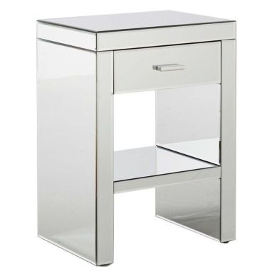 Venetian Bedside Table Mirrored Mirrored 1 Drawer