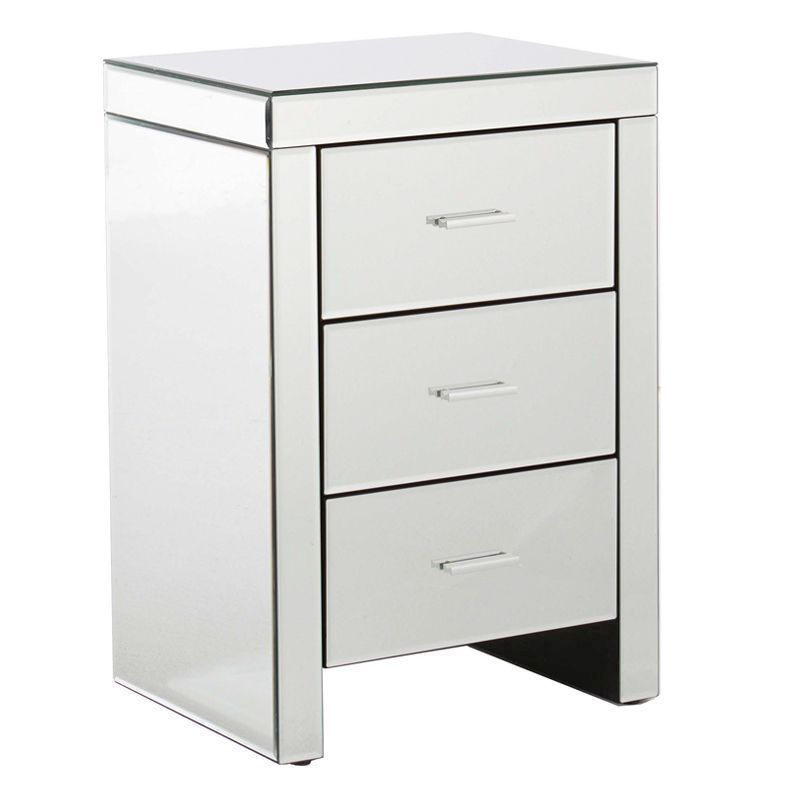 Venetian Bedside Table Mirrored 3 Drawers