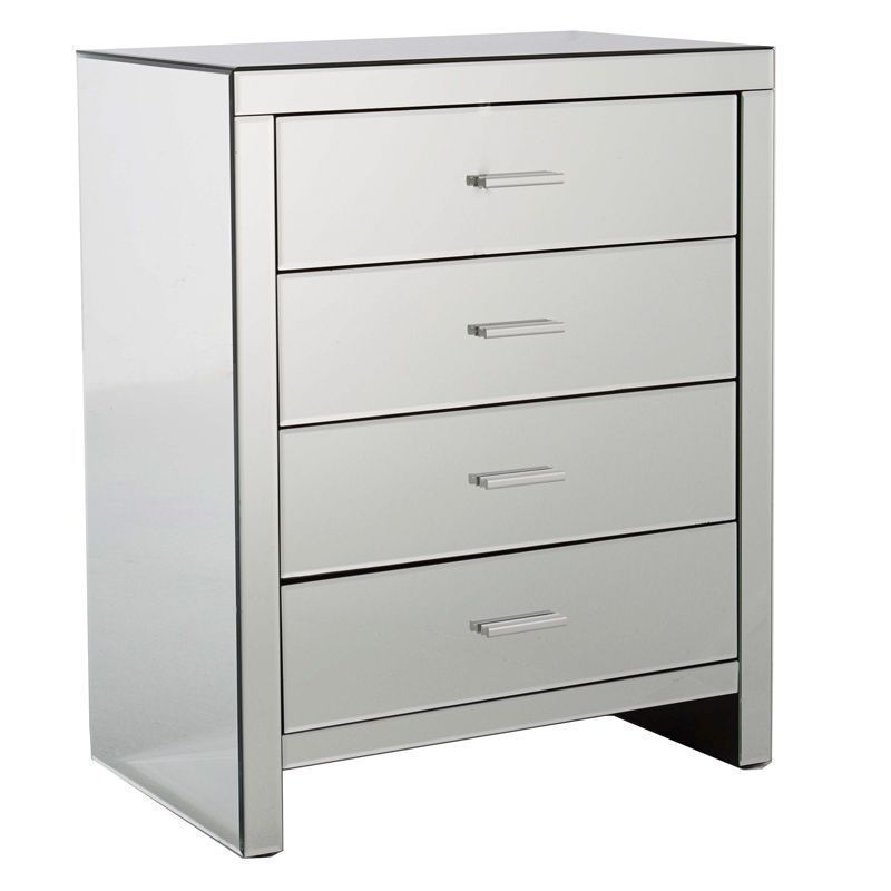 Venetian Mirrored Chest Of 4 Drawers, Mirrored Chester Drawers Furniture