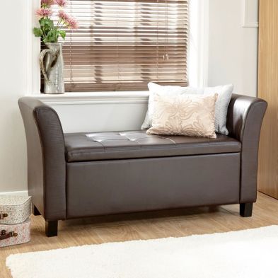 Product photograph of Verona Window Seat Faux Leather Brown from QD stores