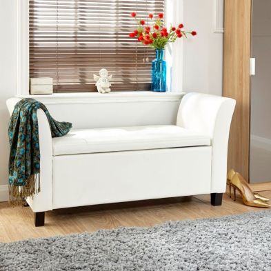 Product photograph of Verona Window Seat Faux Leather White from QD stores