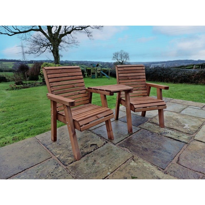 Swedish Redwood Angled Garden Tete a Tete by Croft - 2 Seats