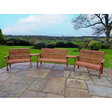 Product photograph of Swedish Redwood Angled Garden Tete A Tete By Croft - 7 Seats from QD stores