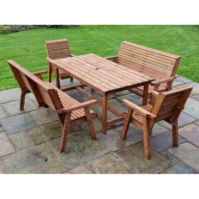 Swedish Redwood Garden Furniture Set By Croft 8 Seats