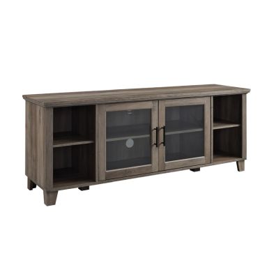 Product photograph of Classic Tv Unit Grey Brown 6 Shelves 2 Doors from QD stores