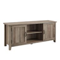 See more information about the Rustic TV Unit Brown 4 Shelves 2 Doors