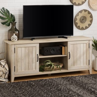 Product photograph of Rustic Tv Unit Light Brown 6 Shelves 2 Doors from QD stores