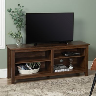 Product photograph of Classic Tv Unit Brown 4 Shelves from QD stores