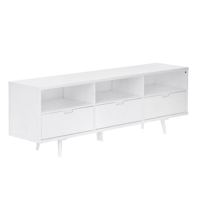 Essentials Console Table White 3 Shelves 3 Drawers