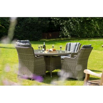Wentworth Rattan Garden Patio Dining Set By Royalcraft 4 Seats Grey Cushions
