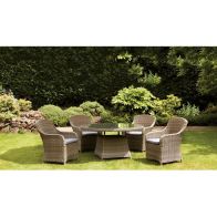 See more information about the Wentworth Rattan Garden Patio Dining Set by Royalcraft - 4 Seats Grey Cushions