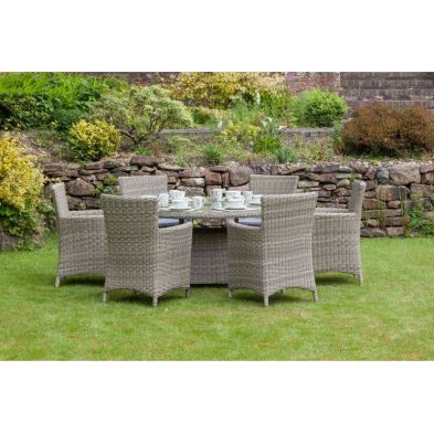 Product photograph of Wentworth Rattan Garden Patio Dining Set By Royalcraft - 6 Seats Grey Cushions from QD stores
