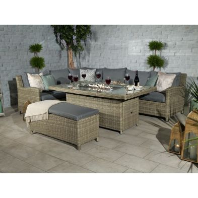 Product photograph of Wentworth Rattan Garden Corner Sofa By Royalcraft - 8 Seats Grey Cushions from QD stores