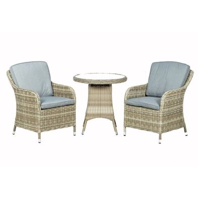 Product photograph of Wentworth Rattan Garden Bistro Set By Royalcraft - 2 Seats Grey Cushions from QD stores