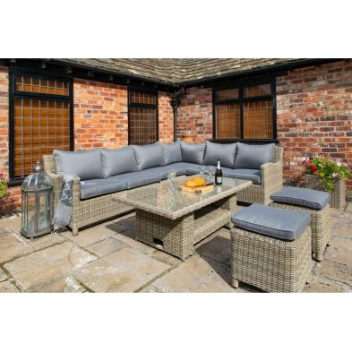 Product photograph of Wentworth Rattan Garden Corner Sofa By Royalcraft - 7 Seats Grey Cushions from QD stores