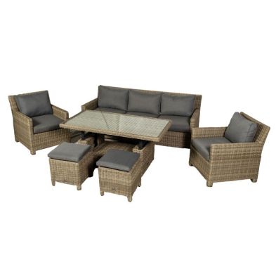 Product photograph of Wentworth Rattan Garden Patio Dining Set By Royalcraft - 5 Seats Grey Cushions from QD stores