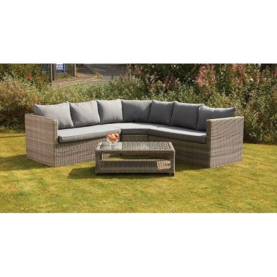 Wentworth Rattan Garden Corner Sofa By Royalcraft 7 Seats Grey Cushions