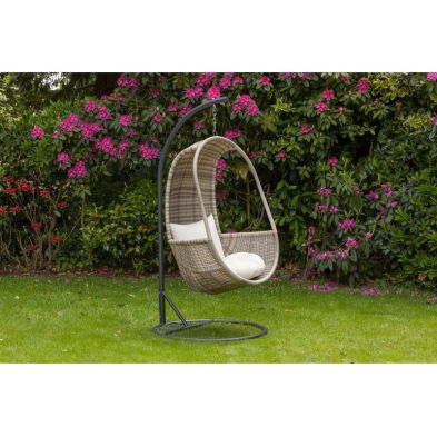 Product photograph of Wentworth Rattan Garden Swinging Chair By Royalcraft With Grey Cushions from QD stores