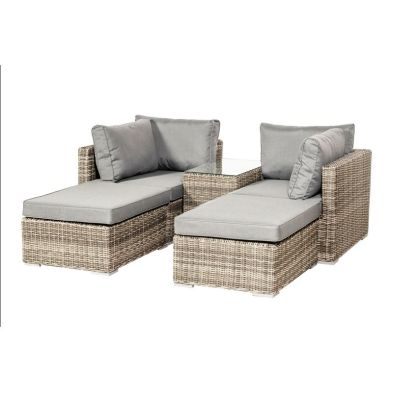 Product photograph of Wentworth Rattan Garden Sun Lounger Set By Royalcraft - 2 Seats Grey Cushions from QD stores