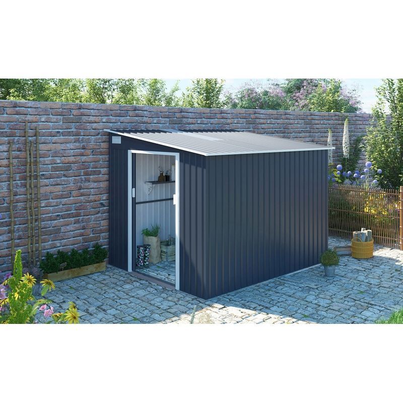 Classic Windsor Garden Metal Shed by Royalcraft - Grey 2.6 x 2.1M