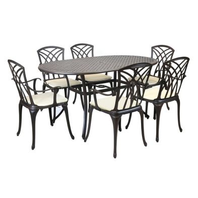 Product photograph of Classic Garden Patio Dining Set By Wensum - 6 Seats Cream Cushions from QD stores