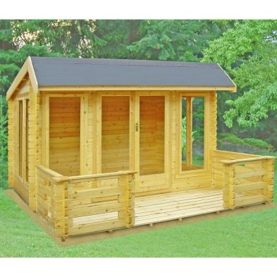 Product photograph of Shire Wykenham 11 9 X 11 9 Reverse Offset Apex Log Cabin - Premium 34mm Cladding Tongue Groove from QD stores