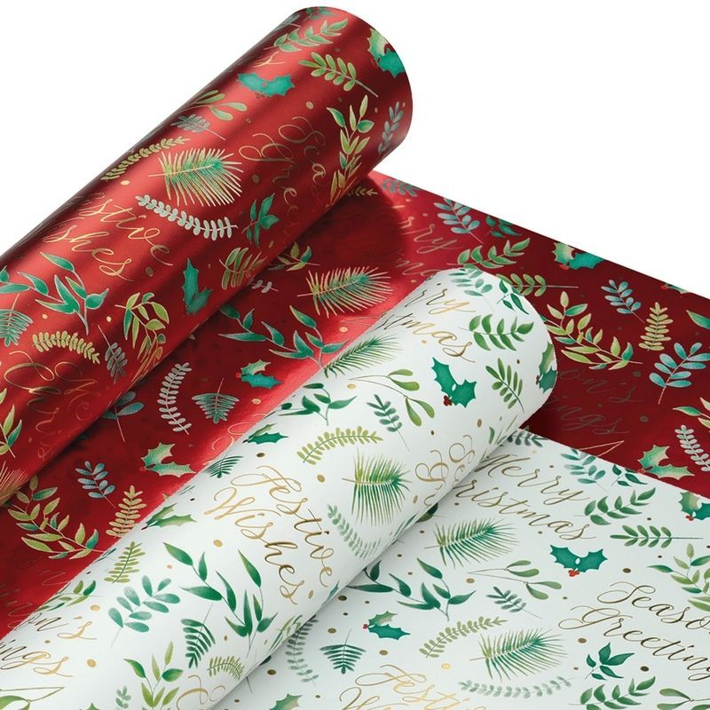 White Merry Berry Christmas Wrapping Paper 4M