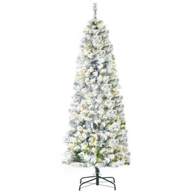 5ft Prelit Christmas Tree Artificial White Frosted Green With Led Lights Warm White 348 Tips