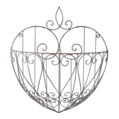 Heart Planter Metal Silver Wall Mounted 39cm