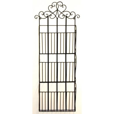 Product photograph of Black Scroll Wall Hanging 3 Section Magazine Rack from QD stores