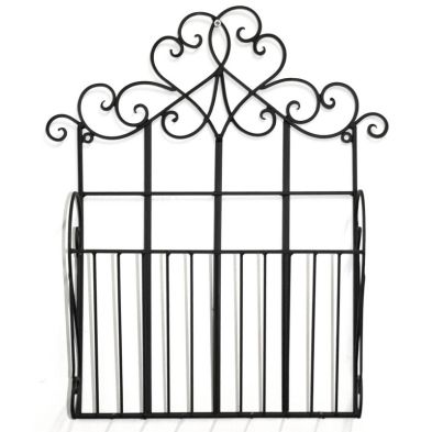 Product photograph of Black Scroll Wall Hanging Single Section Magazine Rack from QD stores