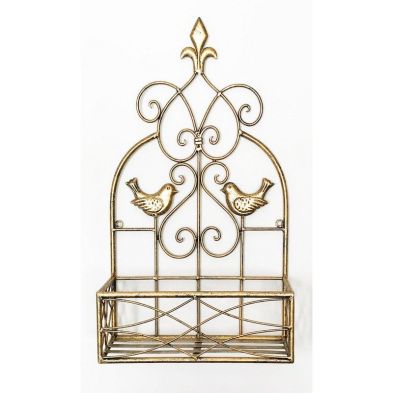 Planter Metal Gold With Bird Pattern Wall Mounted 533cm