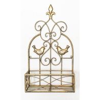 See more information about the Planter Metal Gold with Bird Pattern Wall Mounted - 53.3cm