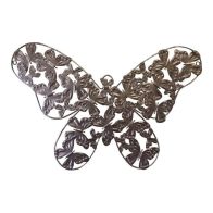 See more information about the Butterfly Wall Art Metal Silver Hanging - 48cm