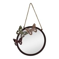 See more information about the Butterfly Mirror Metal Grey with Rustic Pattern Hanging - 33cm