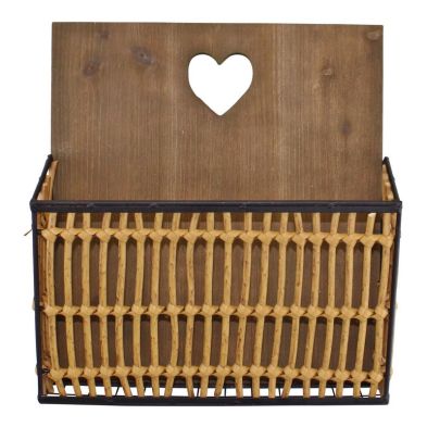 Product photograph of Metal Wicker Wall Hanging Magazine Rack from QD stores